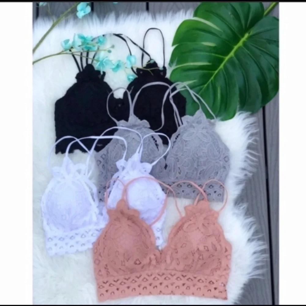 FLORAL LACE BRALETTE-BLACK